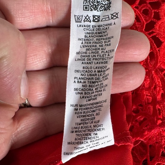 ASOS Red Lace Tie Sleeve Mini Tea Dress Sz 12 - Picture 7 of 7